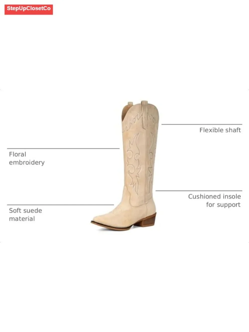 Suede Knee High Cowboy Boots for Women Western Cowgirl Boots